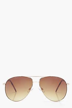 Boohoo Hattie Brown Lens Aviator Sunglasses
