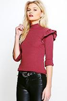 Boohoo Petite Ella Frill Shoulder Top