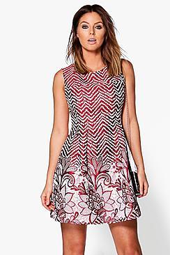 Boohoo Beatrix Pattern Skater Dress
