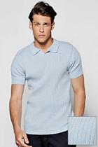 Boohoo Muscle Fit Revere Collar Short Sleeve Knitted Polo