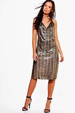 Boohoo Carey Metallic Strappy Dress