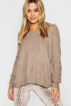 Boohoo Petite Knot Back Soft Knit Jumper