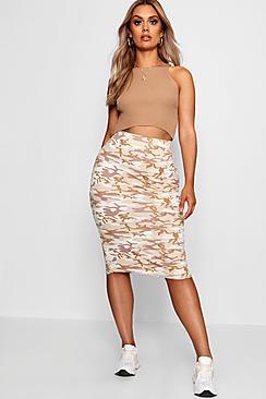 Boohoo Plus Layla Camo Midi Skirt