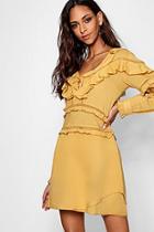 Boohoo Ruffle Crochet Trim Detail A Line Dress