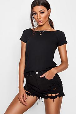 Boohoo Lydia Basic Square Neck Cap Sleeve Tee