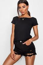 Boohoo Lydia Basic Square Neck Cap Sleeve Tee