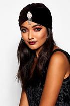 Boohoo Diamante Embellished Velvet Gypsy Hat