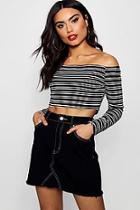 Boohoo Helen Contrast Stitch Denim Skirt