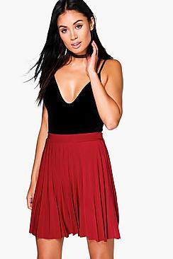 Boohoo Evah Pleated Slinky Mini Skirt
