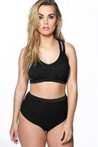 Boohoo Plus Sophie Black Crochet High Waist Bikini