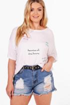 Boohoo Plus Rosie Printed Scribble Tee White
