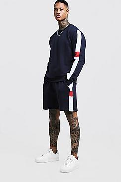 Boohoo Sweater Short Tracksuit With Side Panels