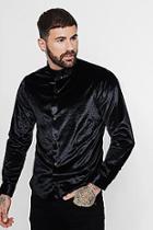 Boohoo Long Sleeve Velour Shirt