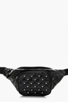 Boohoo Amy Quilt And Stud Bumbag Black