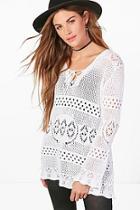 Boohoo Zoe Crochet Bell Sleeve Tunic