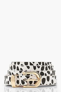 Boohoo Spot Print Pu Skinny Belt