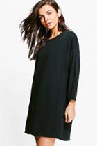 Boohoo Tina Oversized Roll Sleeve Sweat Dress Black