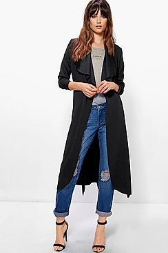 Boohoo Katie Belted Shawl Collar Duster