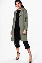 Boohoo Alex Rounded Collar Belted Duster