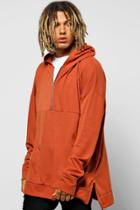 Boohoo Oversized Boxy Hoodie With Zip Placket Orange