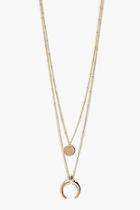 Boohoo Plus Horn & Coin Layered Necklace