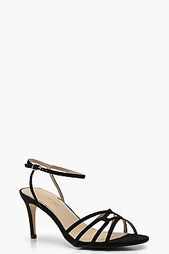 Boohoo Leah Low Cage Fringe Heels