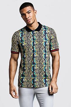 Boohoo Polo In Animal Floral Print