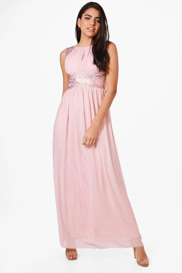 Boohoo Boutique Charlie Embellished Maxi Dress Blush