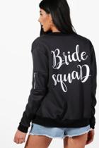 Boohoo Yasmin Bride Squad Bomber Jacket Black