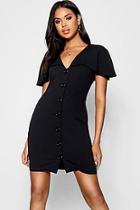 Boohoo Lily Button Detail Cape Bodycon Dress