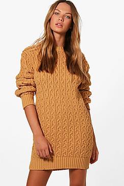 Boohoo Anna Full Cable Knit Jumper Dress