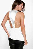 Boohoo Tia Woven Silky Multi Strappy Back Top