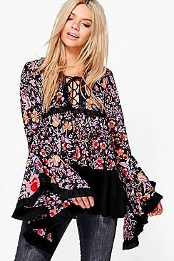 Boohoo Aimelia Woven Printed Oversized Tunic