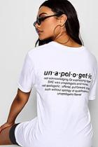 Boohoo Jade Unapologetic Black Print Slogan T-shirt