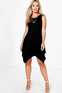 Boohoo Plus Tamzin Hanky Hem Skater Dress