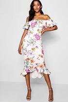 Boohoo Tall Off The Shoulder Frill Hem Midi Dress