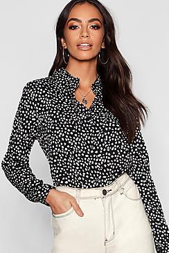 Boohoo Dalmatian Print Utility Crop Shirt