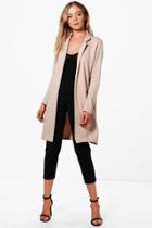 Boohoo Elena Pocket Rib Duster Stone