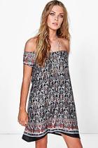 Boohoo Amy Boho Paisley Printed Cold Shoulder Dress