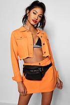 Boohoo Faye Cropped Orange Denim Jacket
