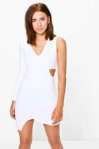 Boohoo Petite Tori One Sleeve Dress Ivory