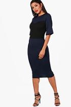 Boohoo Nia Formal Block Detail Wide Sleeve Midi Dress