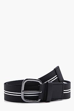 Boohoo Black Stretch Belt With White Stripe Detail
