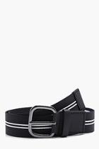 Boohoo Black Stretch Belt With White Stripe Detail