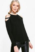 Boohoo Carolyn Caged Cold Shoulder Top