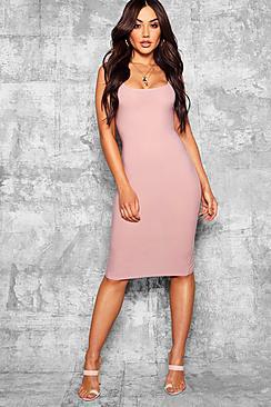 Boohoo Meg Longline Square Neck Midi Dress