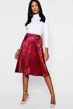 Boohoo Tall Jacquard Satin Midi Skirt