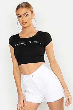 Boohoo All Killer No Filler Printed Crop Top