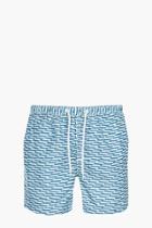 Boohoo Multi Geo Print Mid Length Swim Shorts Blue
