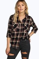 Boohoo Faith Pocket Detail Checked Shirt